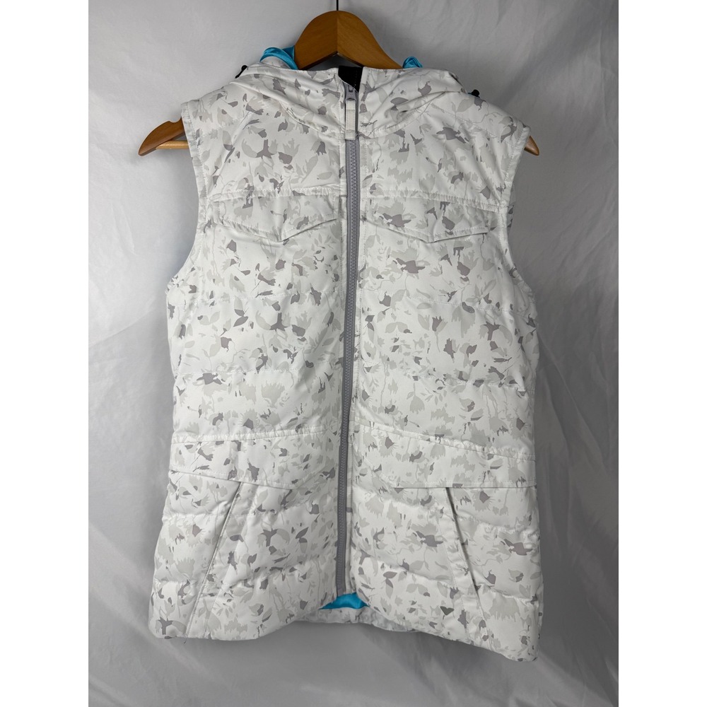 Obermeyer Dylan Women's Small White Gray Hooded Insulated Ski Vest